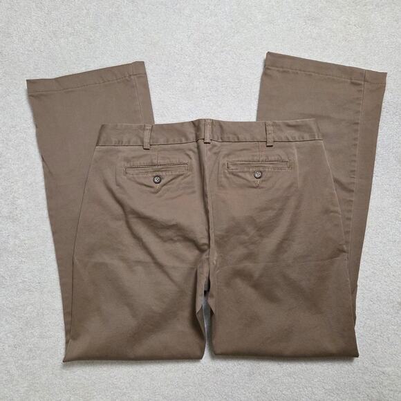 NWOT Women's 10 Lands' End Fit 1 Chino Khaki Straight Leg Pants Flat Front Tan - Picture 3 of 15